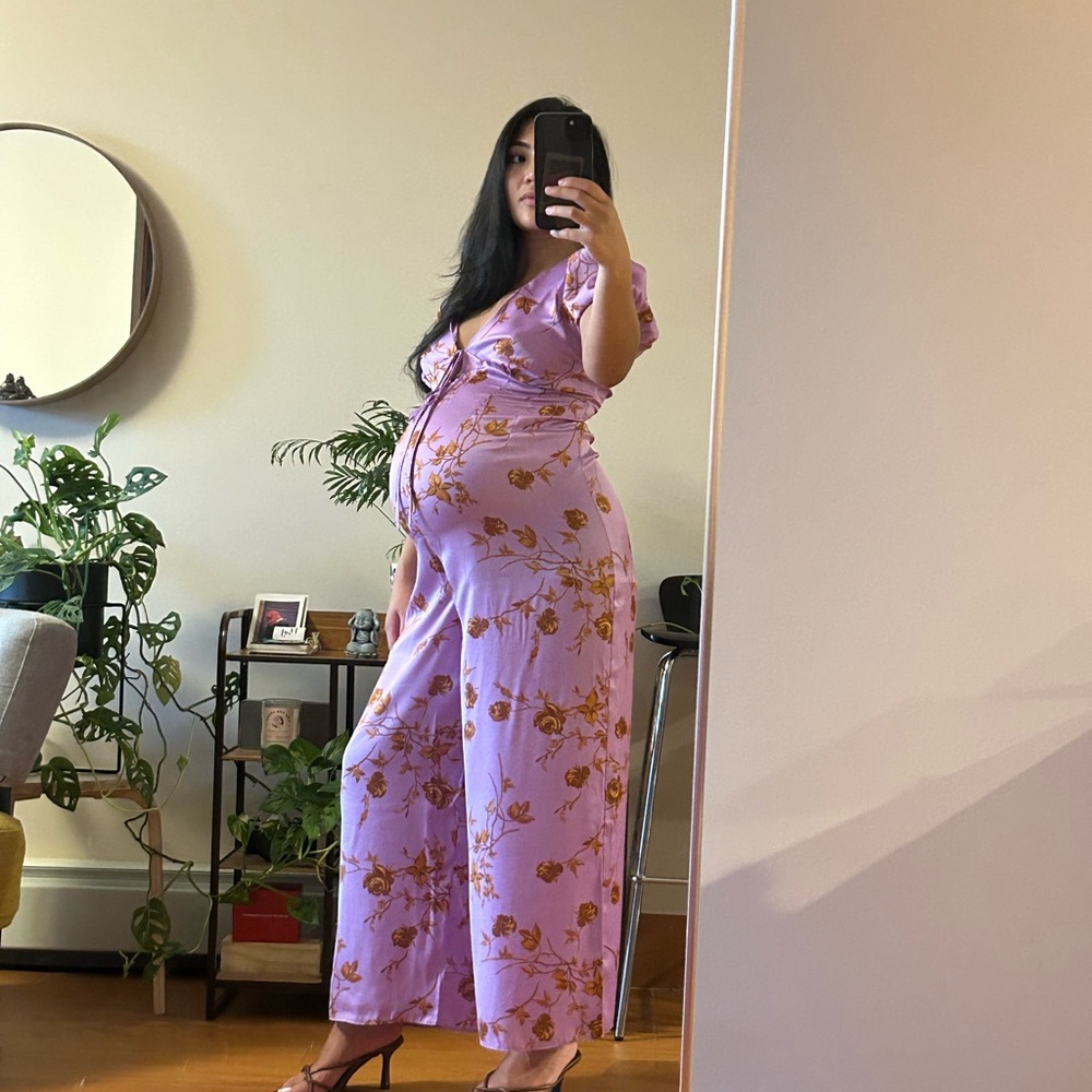 ASOS Maternity Floral Purple Jumpsuit